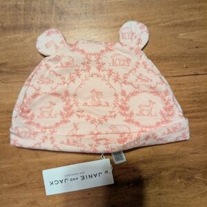 Janie and Jack Pink and Coral Animal Print Hat with Ear Accents 18-24 Mths
